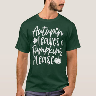紅葉とカボチャお願い秋恋人カボク Tシャツ