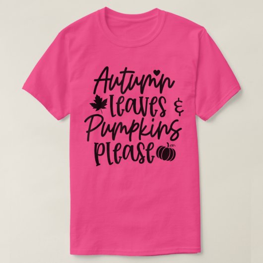 紅葉とカボチャお願い秋愛感謝してい者 Tシャツ (デザイン正面)