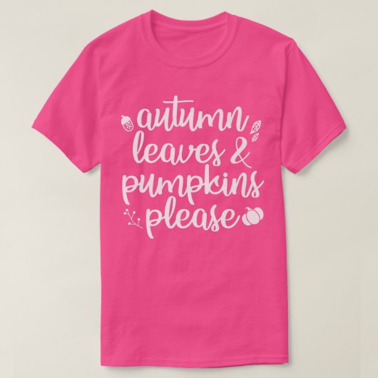 紅葉とカボチャお願い秋 Tシャツ (デザイン正面)