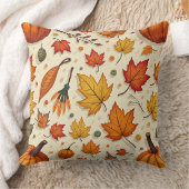 紅葉とカボチャで枕を投げる クッション (ブランケット)