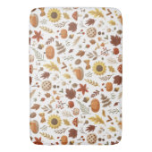 紅葉とカボチャの白い感謝祭 バスマット (正面縦)