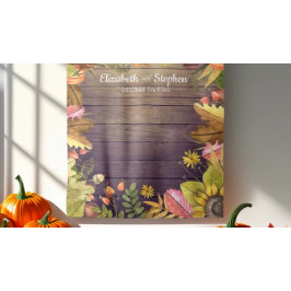 紅葉とカボチャの秋の結婚式 フォトブース 背景 タペストリー