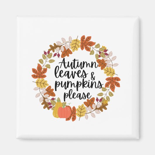 紅葉とカボチャをお願い マグネット (正面)