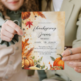 紅葉とカボチャ感謝祭ディナー 招待状