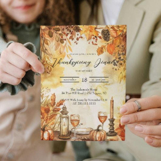 紅葉とカボチャ感謝祭 招待状