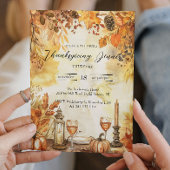 紅葉とカボチャ感謝祭 招待状