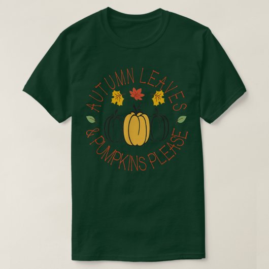 紅葉とカボチャPleaseFall Graphic Art Tシャツ (デザイン正面)
