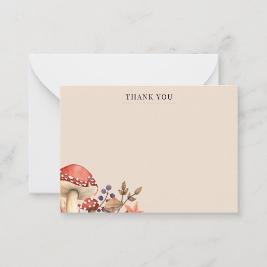 紅葉とキノコありがとう ノートカード (正面)