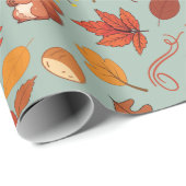 紅葉とキノコのシームレスラッピング紙 ラッピングペーパー (ロールコーナー)