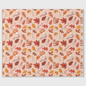 紅葉とキノコのシームレスラッピング紙 ラッピングペーパー (フラット)