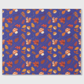 紅葉とキノコのシームレスラッピング紙 ラッピングペーパー (フラット)