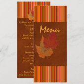 紅葉とストライプメニュ結婚ーカード メニュー (正面/裏面)