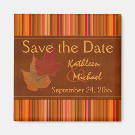 紅葉とストライプ日付マグネットの保存 マグネット