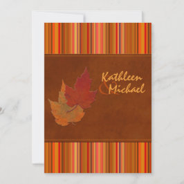 紅葉とストライプ結婚式招待状 招待状