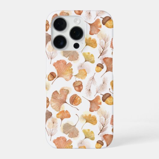 紅葉とドングリのボタニカル柄 iPhoneケース (裏面)