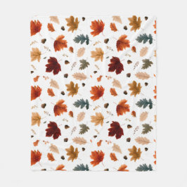 紅葉とドングリの秋の紅葉 フリースブランケット