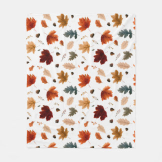 紅葉とドングリの秋の紅葉 フリースブランケット