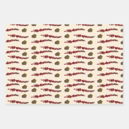 紅葉とドングリ ラッピングペーパーシート