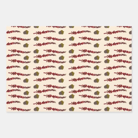 紅葉とドングリ ラッピングペーパーシート (正面)