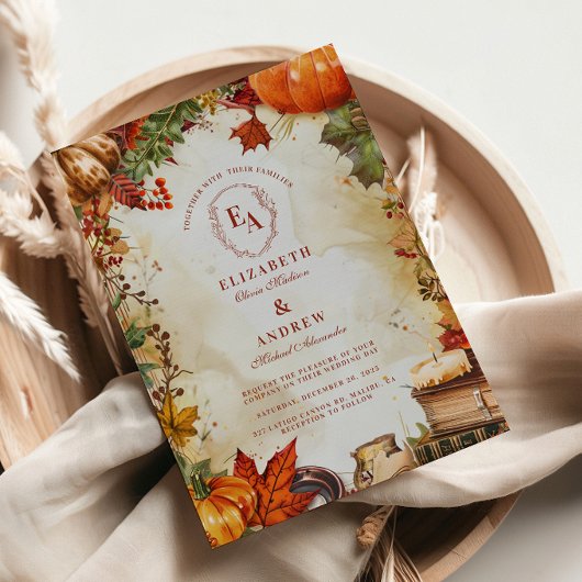 紅葉とハロウィンの結婚式 招待状