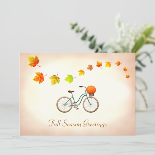 紅葉とバイクとカボチャの挨拶 カード (スタンド正面)