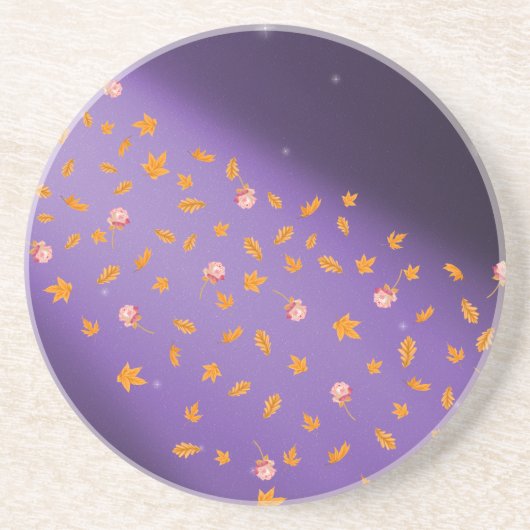 紅葉とバラサンドストーン コースター (正面)