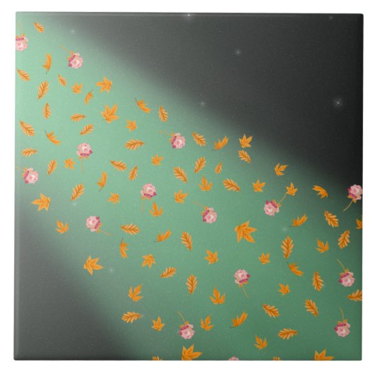 紅葉とバラ緑 タイル (正面)