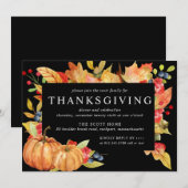 紅葉とパンプキンの感謝祭の食事 招待状 (正面/裏面)