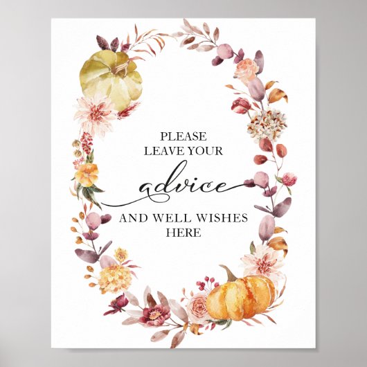 紅葉とパンプキンの結婚前おめでとうサインアドバイス ポスター (正面)