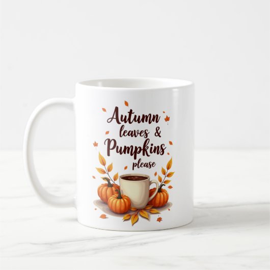 紅葉とパンプキン大歓迎 コーヒーマグカップ (左)