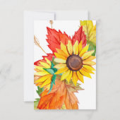 紅葉とヒマワリ、秋ブライダルシャワー 招待状 (裏面)