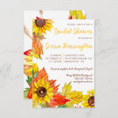 紅葉とヒマワリ、秋ブライダルシャワー 招待状 (正面/裏面)