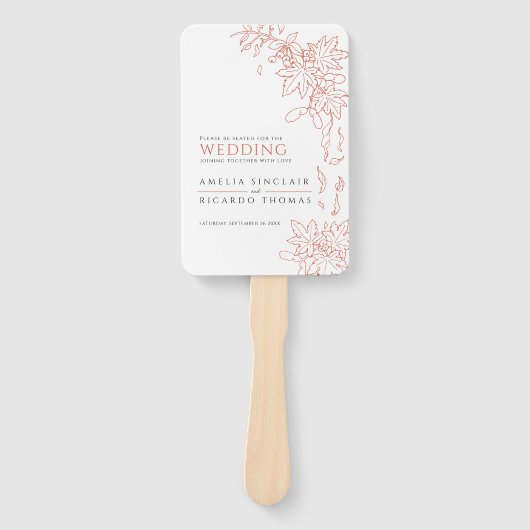 紅葉とベリーラインアートウェディングプログラム ハンドファン (正面)