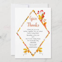 紅葉とベリー感謝してい与えのディナー 招待状