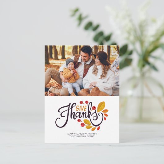 紅葉とベリー感謝祭の写真 シーズンポストカード (スタンド正面)