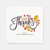 紅葉とベリー感謝祭ディナー スタンダードカクテルナプキン (正面)