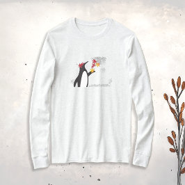 紅葉とペンギンの面白いロングスリーブ Tシャツ