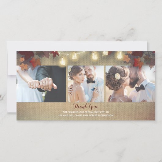 紅葉とメイソンJars写真結婚の皆様に感謝 サンキューカード (正面)