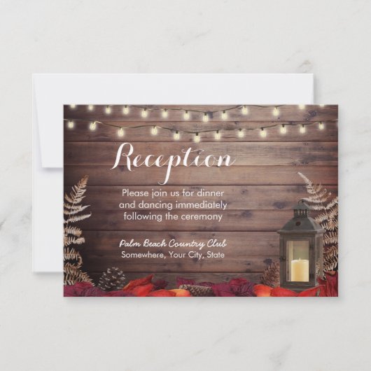 紅葉とランタン 秋の結婚式 披露宴 招待状 (正面)