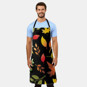 紅葉と列のシームレ落ちたスパターン エプロン (着用した状態)