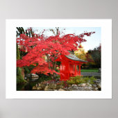 紅葉と庭の神社 写真 ポスター (正面)