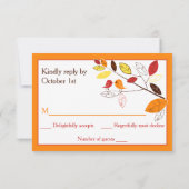 紅葉と愛結婚鳥の返信カード 出欠カード (裏面)