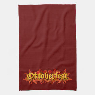 紅葉と文字デザインなオクトーバーフェスト キッチンタオル