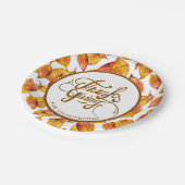 紅葉と文字デザインブラウン感謝してい与えズ ペーパープレート (アングル)