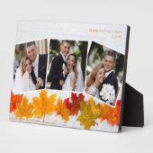 紅葉と新婚写真の コラージュ 秋のウェディング フォトプラーク (側面)