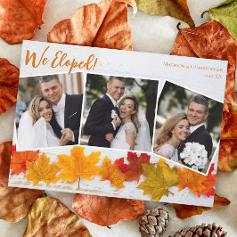 紅葉と新婚写真 感謝祭 結婚式 案内状