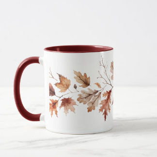 紅葉と松ぼっくり水彩アートマグカップ マグカップ
