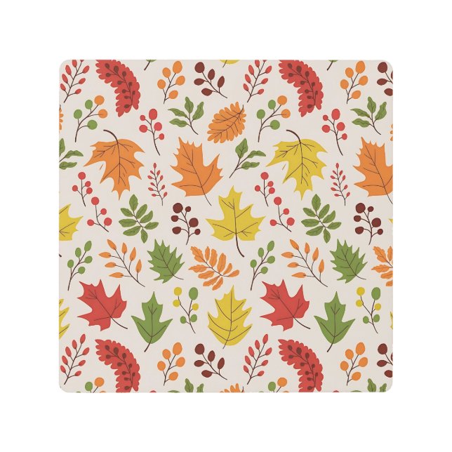 紅葉と果実のパターン メタルプリント (正面)