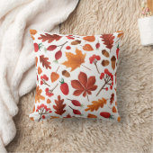 紅葉と果実パターン感謝祭 クッション (ブランケット)