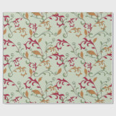 紅葉と渦巻きパターン ラッピングペーパー (フラット)